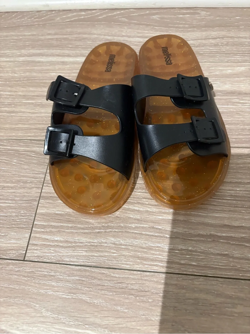 Melissa  Black Dual-Buckle Slide Sandals size 8